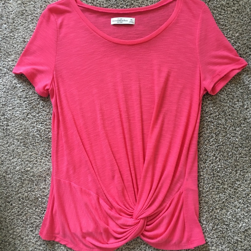 Abercrombie & Fitch Pink Short Sleeve Knot Top XS